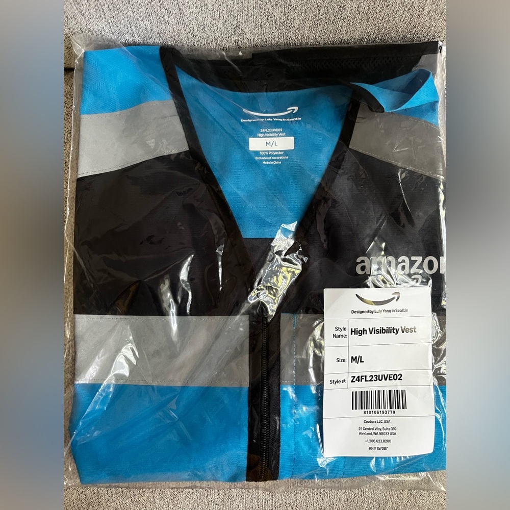 Amazon Blue and Black High Visibility Vest